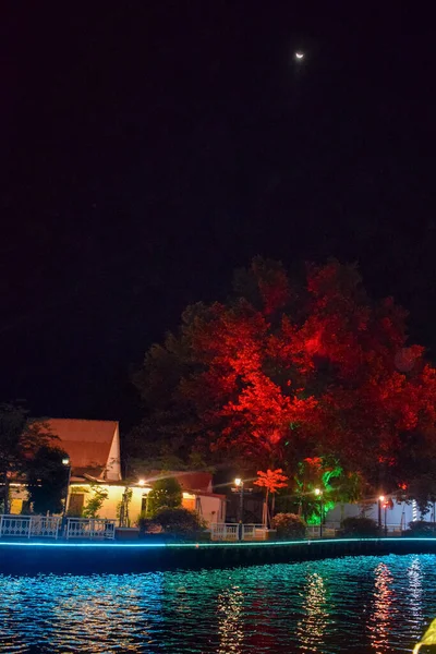 Vista Del Río Malaca Por Noche Lugar Popular Vida Nocturna —  Fotos de Stock