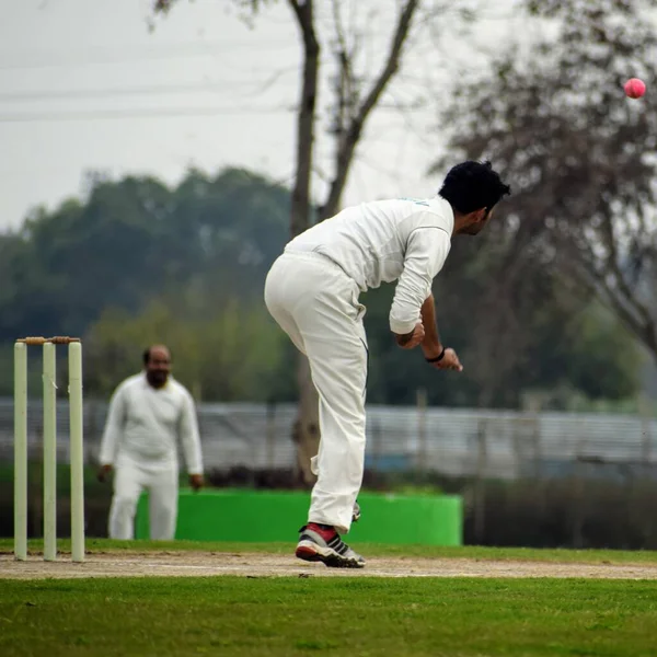 New Delhi Indie Březen 2020 Plná Délka Kriketu Hraje Hřišti — Stock fotografie