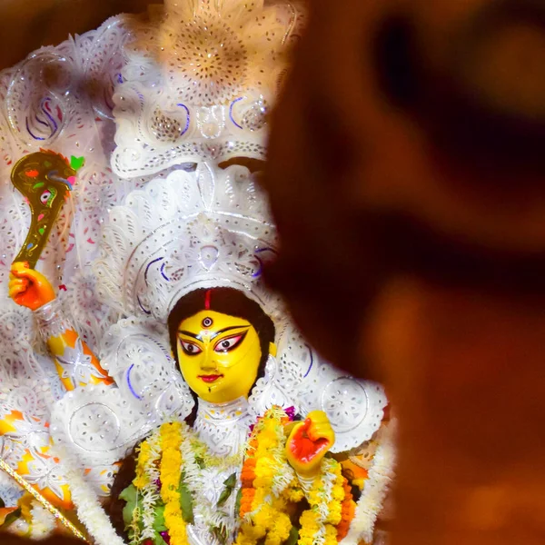 Θεά Durga Παραδοσιακή Εμφάνιση Κοντινή Απόσταση Ένα Νότιο Kolkata Durga — Φωτογραφία Αρχείου