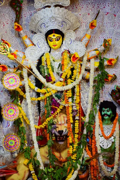 Богиня Дурга Традиційним Виглядом Зблизька Південному Kolkata Durga Puja Durga — стокове фото