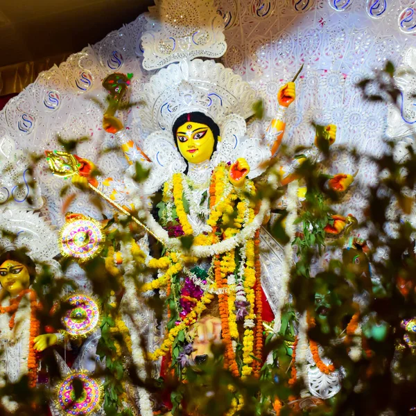 Goddess Durga with traditional look in close up view at a South Kolkata Durga Puja, Durga Puja Idol, A biggest Hindu festival in India