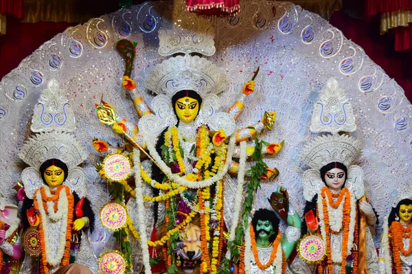Tanrıça Durga Hindistan Büyük Hindu Festivali Olan Güney Kolkata Durga — Stok fotoğraf