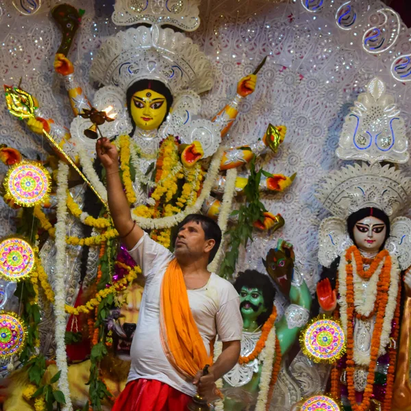 Kolkata India Septiembre 2019 Diosa Durga Con Mirada Tradicional Primer —  Fotos de Stock