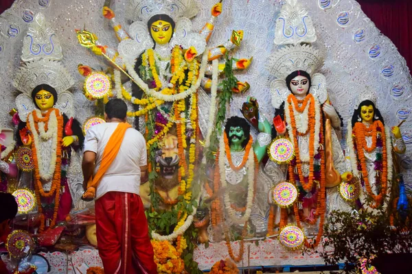 Kolkata India Septiembre 2019 Diosa Durga Con Mirada Tradicional Primer —  Fotos de Stock