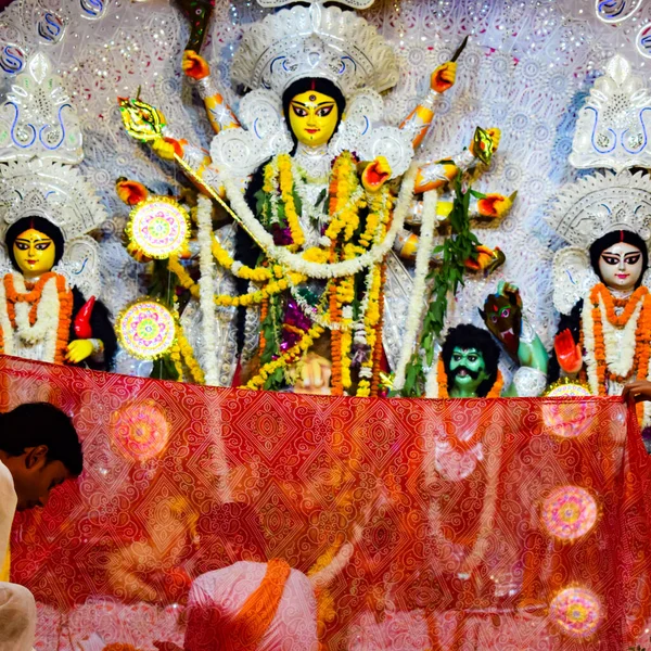 Kolkata India Septiembre 2019 Diosa Durga Con Mirada Tradicional Primer —  Fotos de Stock