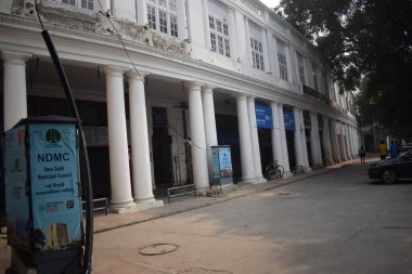 Delhi, India, September 09 2025 - Famous business district Connaught Place know as CP Delhi in the centre of New Delhi India with Offices, Banks and Shopping. British style architecture CP