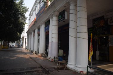 Delhi, India, September 09 2025 - Famous business district Connaught Place know as CP Delhi in the centre of New Delhi India with Offices, Banks and Shopping. British style architecture CP