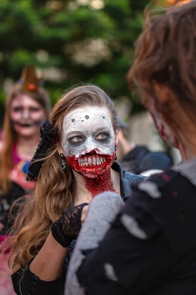 Brno Czech Republic 2019 Zombie Walk Marcha Ceremonial Máscaras Muerte —  Fotos de Stock