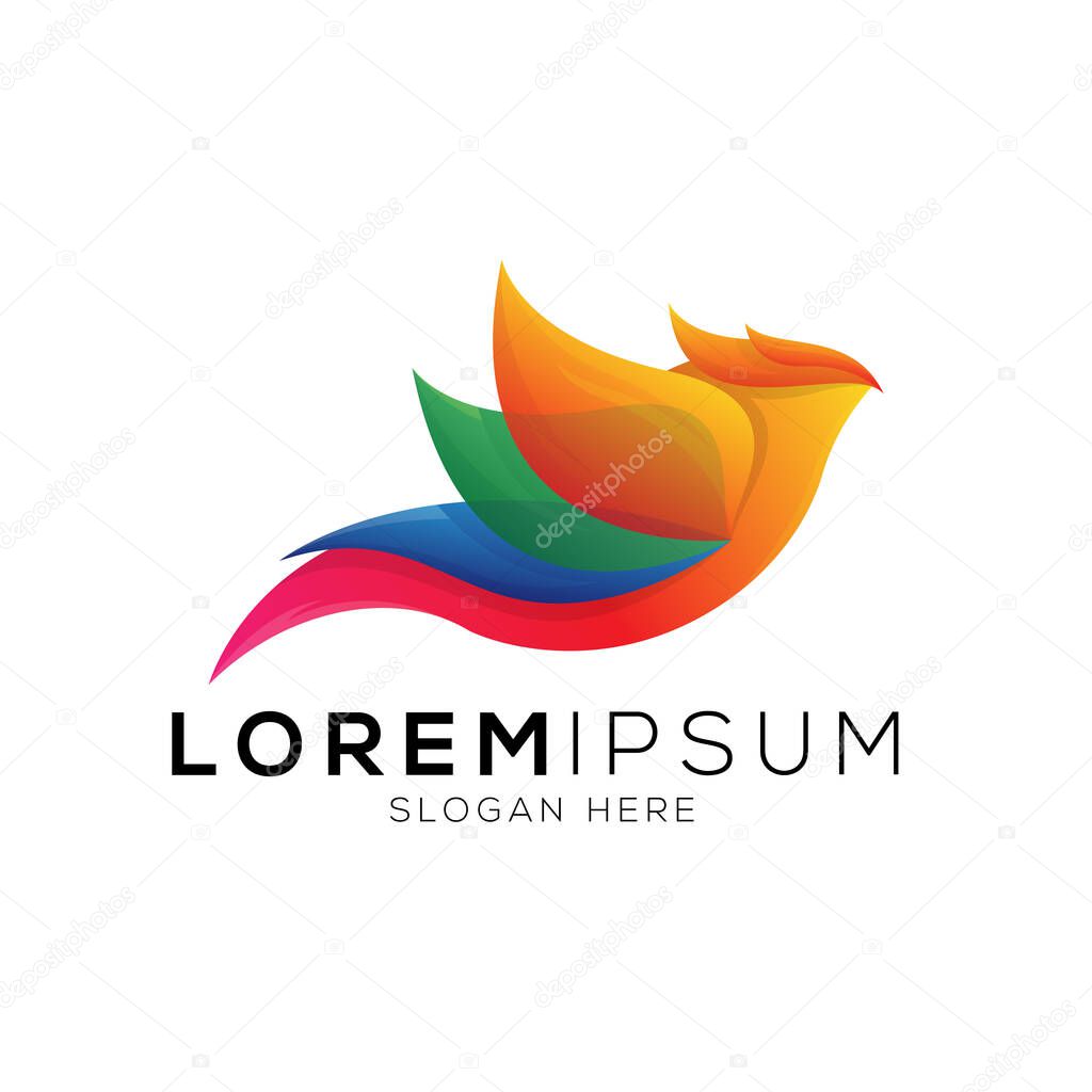 Abstract modern gradient bird logo template