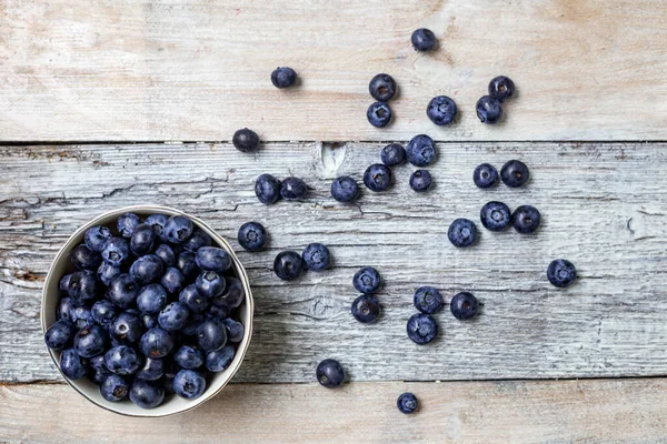 Blueberries White Cup White Wooden Background Concept Healthy Eating Antioxidant — Stock Photo, Image