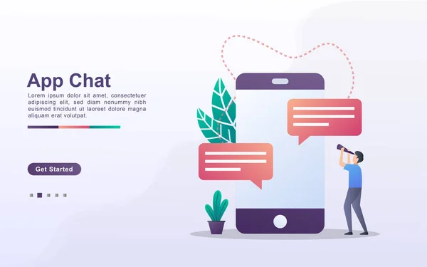 Modèle Page Débarquement App Chat Style Effet Dégradé — Image vectorielle
