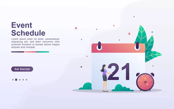 Landing Page Template Event Schedule Gradient Effect Style — Stock Vector