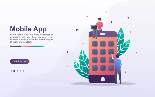 Landing Page Template Der Mobilen App Gradienteneffekt Stil — Stockvektor