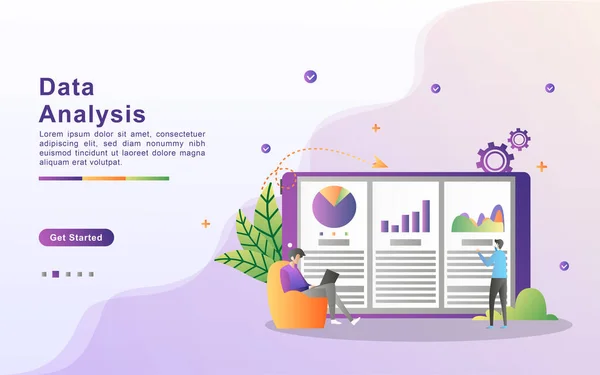 Conceito Análise Dados Pessoas Analisam Movimentos Gráficos Desenvolvimento Negócios Gestão — Vetor de Stock