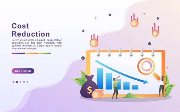Konsep Pengurangan Biaya Krisis Keuangan Bisnis Penjualan Menurun Keuangan Bisnis - Stok Vektor