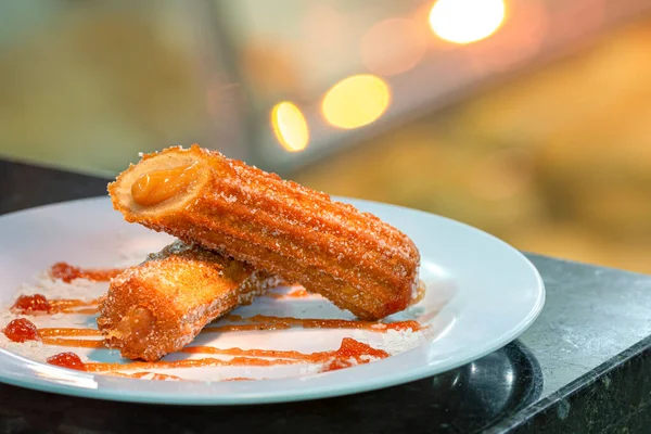 Susu Churro Manis Makanan Penutup Sangat Dihargai Brasil — Stok Foto