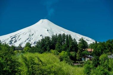 Villarrica volkanı, Pucon, Araucania, Şili.