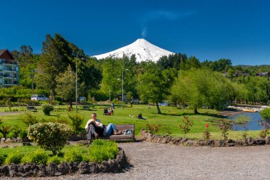 Villarrica volkanı, Pucon, Araucania, Şili.