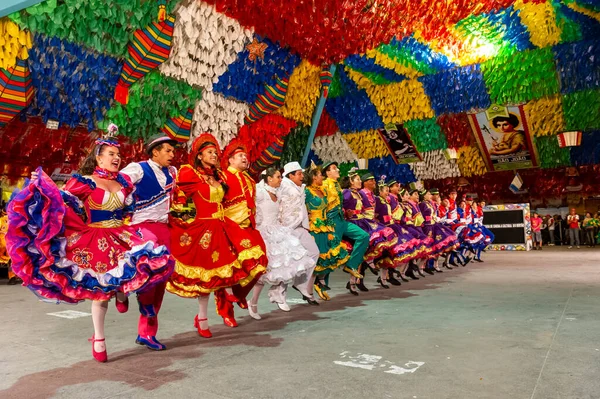 Danza Tradicional Quadrilha Parque Popular Durante Las Festividades Junio Campina — Foto de Stock