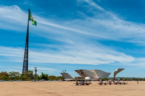 National Mast Brasilia Pantheon Fatherland Liberty Memorial Tancredo Neves Distrito — Zdjęcie stockowe