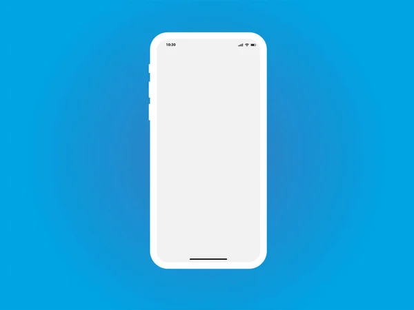 Mavi Üzerine Cep Telefonu Beyaz Model Şablonu Vektörü