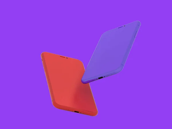 Mobile Phone 3D Render on Purple Background — Stock Photo, Image