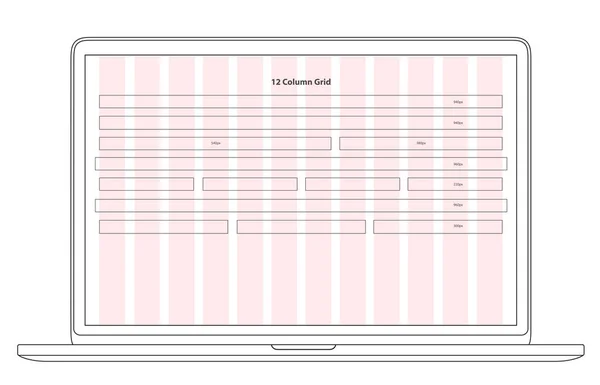 Column Grid Web Screen Display Template Computador — Vetor de Stock