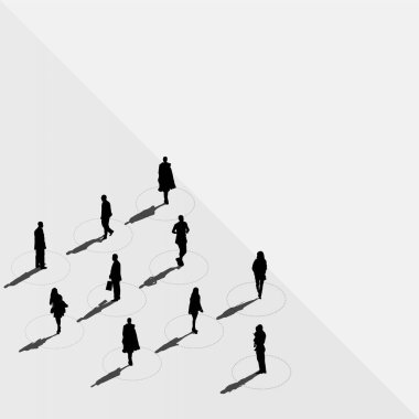 Coronavirus Covid-19 'u önlemek için Sosyal Mesafe İllüstrasyonu. Sosyal Medya