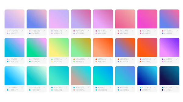 Échantillons de catalogue de palettes de couleurs dégradés en RGB ou HEX — Image vectorielle