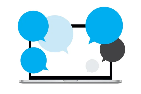 Laptop 'ta Sohbet Eden Pencere Sosyal Medya Baloncukları, Uzak Çalışan İnsanlar