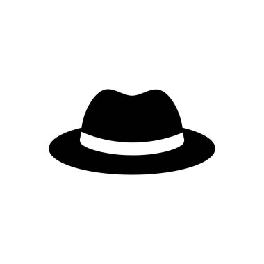 Erkek aksesuar şapka. Siyah simge beyaz arkaplanda izole edildi. Erkekler için zarif bir logo. Vektör illüstrasyonu.