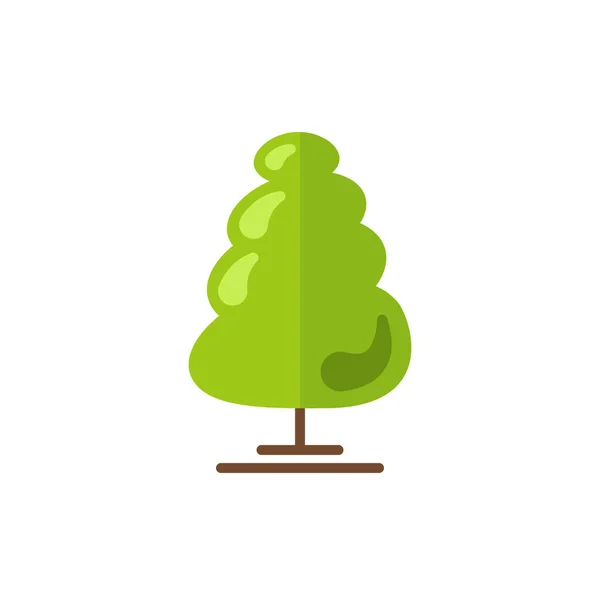 Grön Platt Träd Ikon Isolerad Vit Bakgrund Modern Stil Vektorillustration — Stock vektor