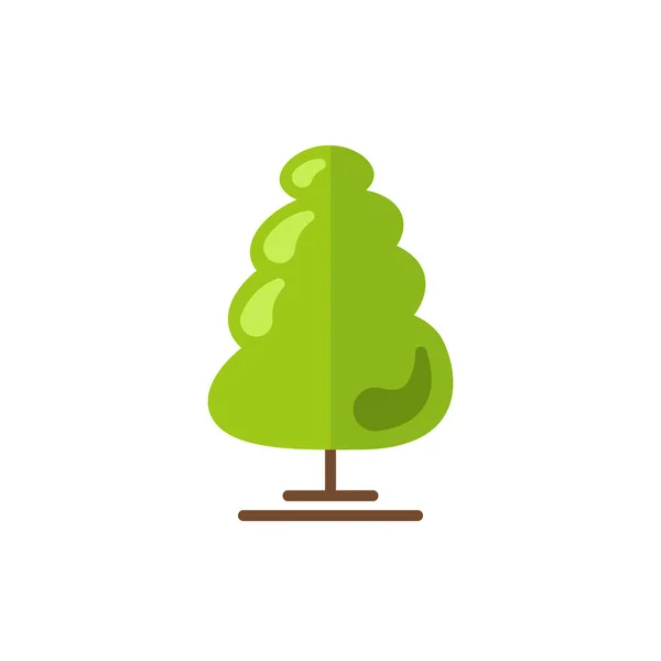 Groene Platte Boom Pictogram Geïsoleerd Witte Achtergrond Moderne Stijl Vectorillustratie — Stockvector