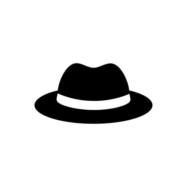 Sombrero Accesorio Masculino Icono Negro Aislado Sobre Fondo Blanco Elegante — Archivo Imágenes Vectoriales