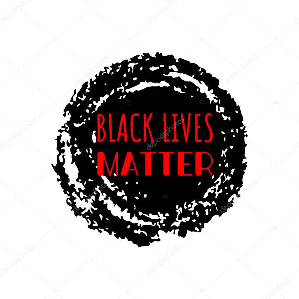 Black Lives Matter sign  on black stain background. International human rights movement handwriting text. Social media hashtag. Vector illustration.