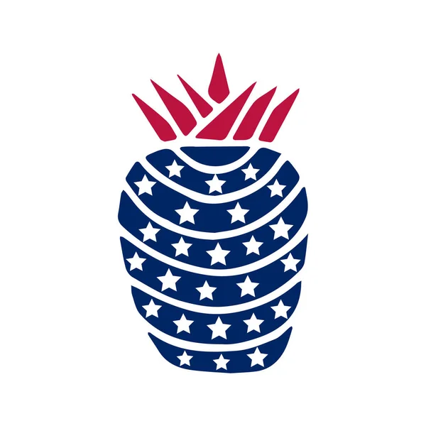 Patriotic Pineapple Icon Isolated White Background Symbol 4Th July American — Stock Vector