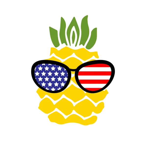 Patriotisk Ananas Ikon Isolerad Vit Bakgrund Symbol För Juli Amerikansk — Stock vektor