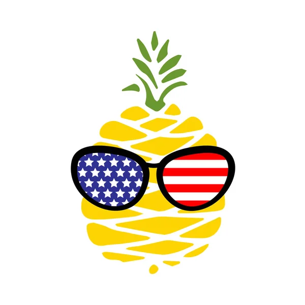 Patriotische Ananas Ikone Isoliert Auf Weißem Hintergrund Symbol Des Juli — Stockvektor