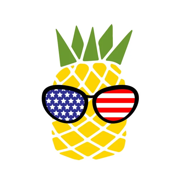 Patriotische Ananas Ikone Isoliert Auf Weißem Hintergrund Symbol Des Juli — Stockvektor