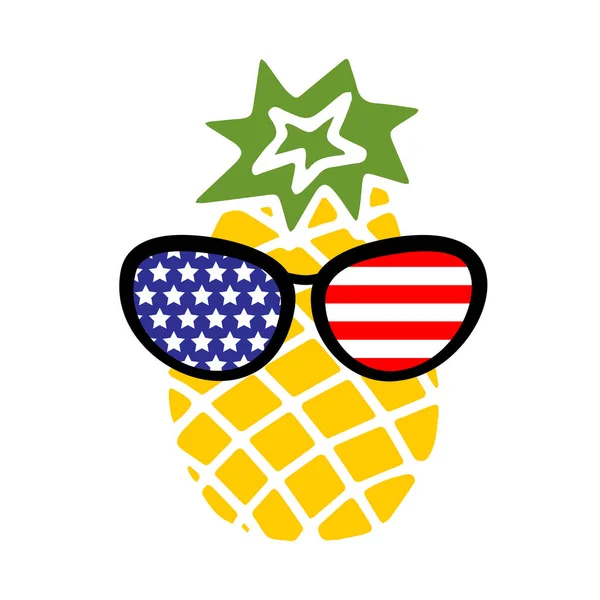 Patriotisk Ananas Ikon Isolerad Vit Bakgrund Symbol För Juli Amerikansk — Stock vektor