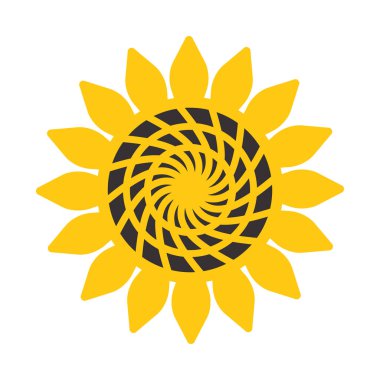 Beyaz arkaplanda izole edilmiş ayçiçeği simgesi. Vektör çiçek çizimi. Botanik yaz konsepti. Kesme, kırpma, yazdırma, monogram, gömlek tasarımı için.