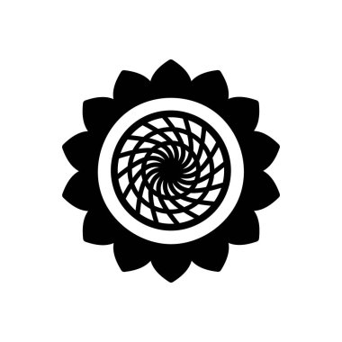 Beyaz arkaplanda izole edilmiş ayçiçeği simgesi. Vektör çiçek çizimi. Botanik yaz konsepti. Kesme, kırpma, yazdırma, monogram, gömlek tasarımı için.