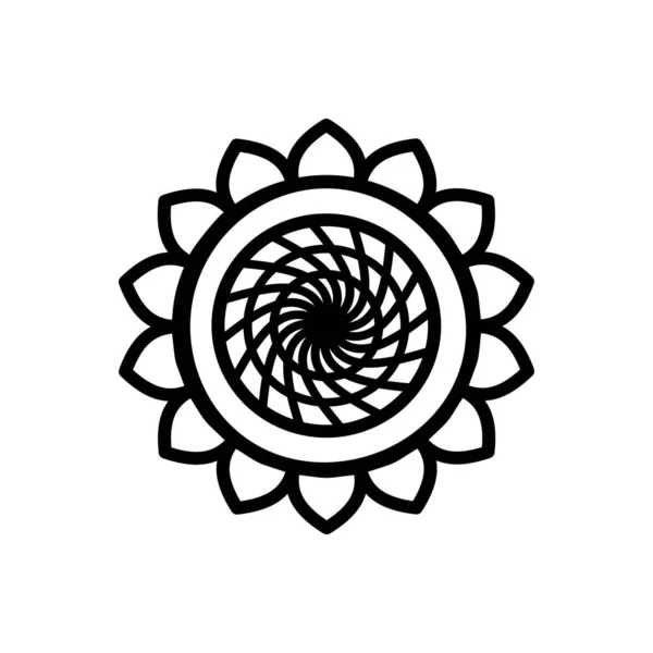 Icono Línea Girasol Aislado Sobre Fondo Blanco Ilustración Floral Vectorial — Vector de stock