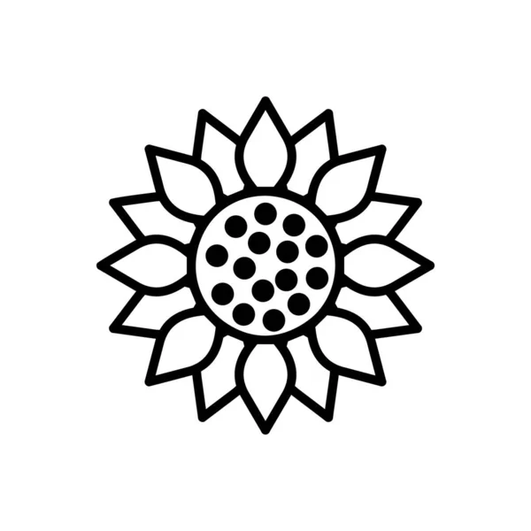 Ikona Linii Słonecznika Izolowana Białym Tle Wektorowa Ilustracja Kwiatowa Botaniczny — Wektor stockowy