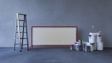 İşareti mockup ve underconstruction odası