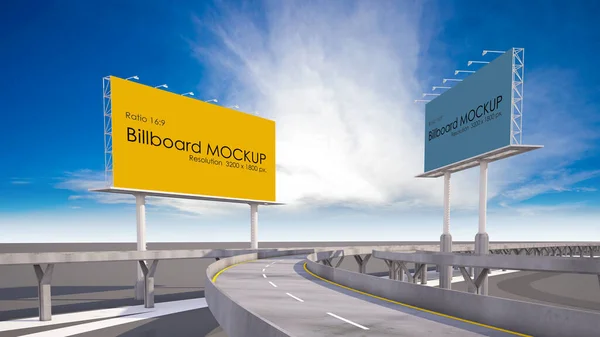 3D renderelés kép hirdetőtábla mellett autópálya. — Stock Fotó