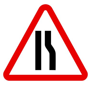 Road narrows on right sign clipart