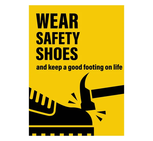 Usar Sapatos Segurança Sinal Vetor — Vetor de Stock