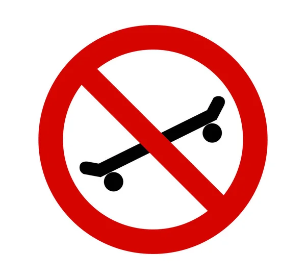 Pas Skateboard Interdiction Interdire Signe Vecteur — Image vectorielle