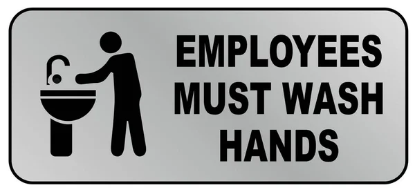 Pracownik Musi Umyć Rękę Wektor Higieny Osobistej Znak — Wektor stockowy